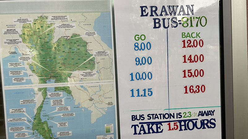 Bus schedule Erawan and Kanchanaburi