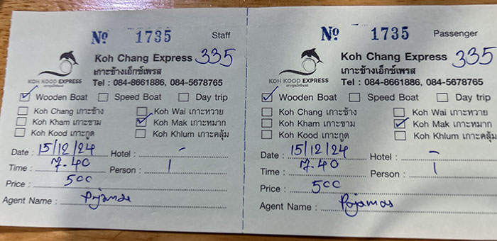 Boat ticket Koh Chang to Koh Mak