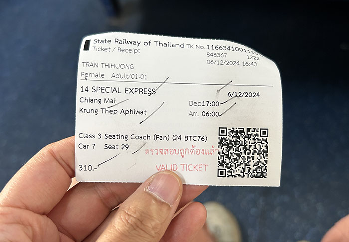 overnight train ticket Chiang Mai Bangkok