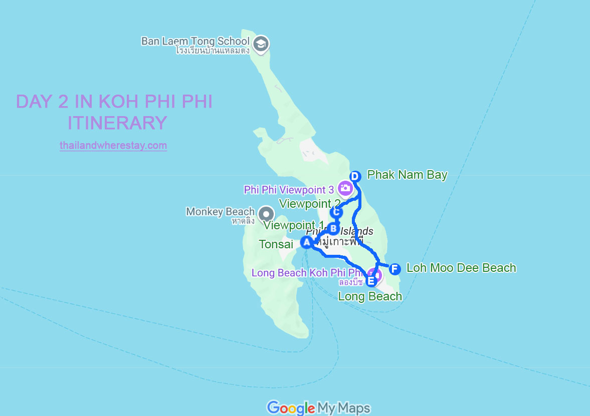 Day 2 Koh Phi Phi itinerary map