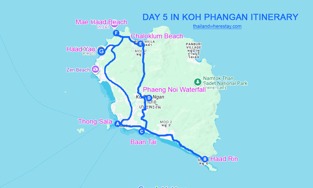 Day 5 Koh Phangan itinerary Map