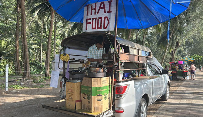 food truck on Bang Sak Beach