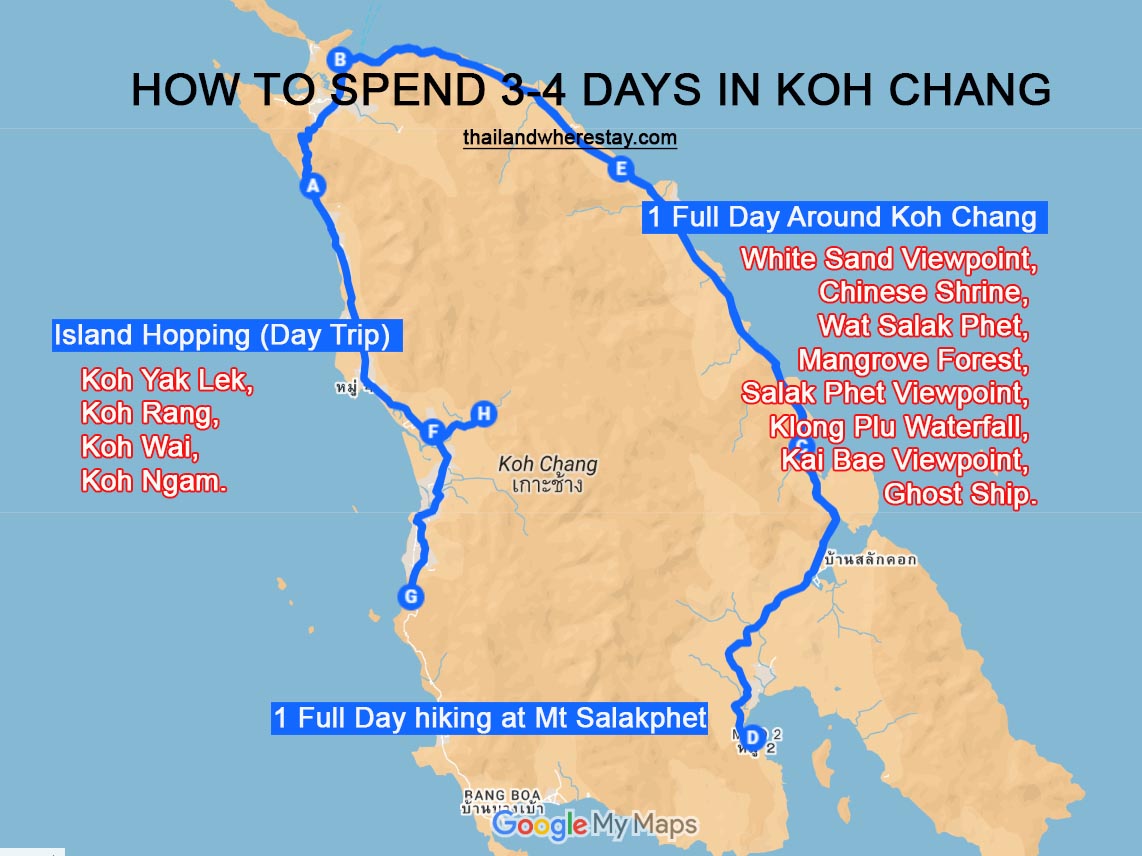 How I spend 3-4 days in Koh Chang Map