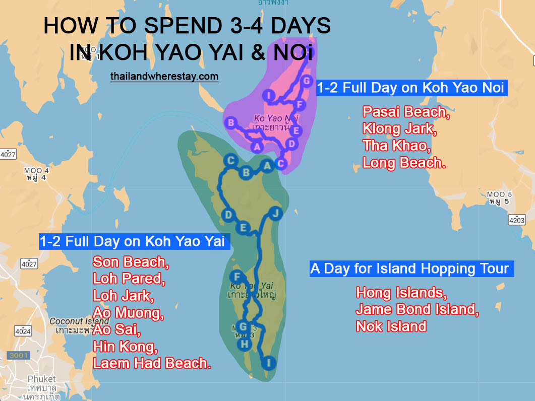 How I spend 3-4 days in Koh Yao Yai & Noi Map