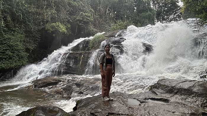 me at waterfall on the trail