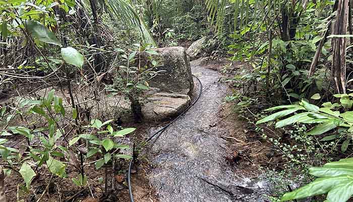 water on trail from Bottle Beach viewpoint to the beach