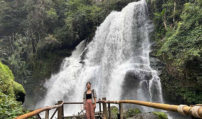Waterfall and Bamboo bridge