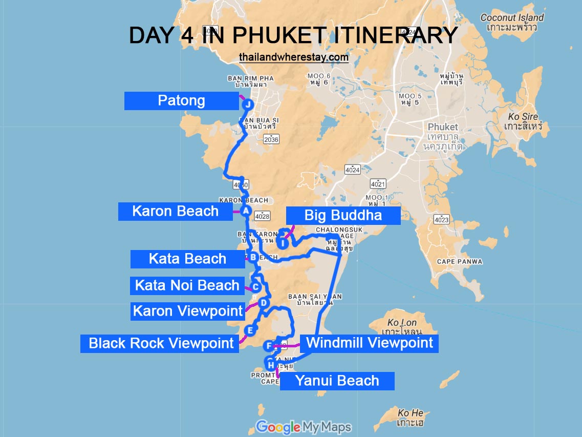 Day 4 in Phuket Itinerary Map