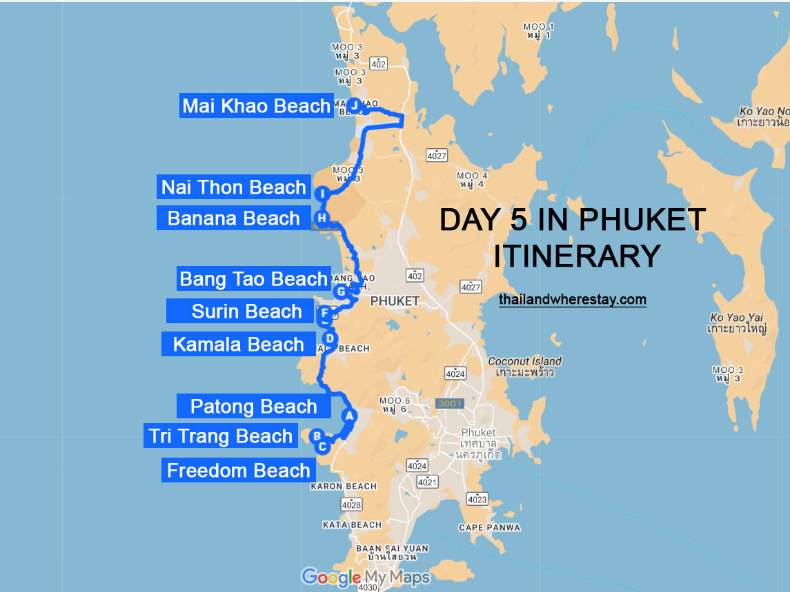 Day 5 in Phuket Itinerary Map