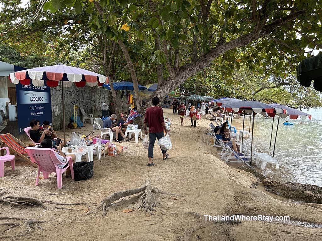 sunbeds and umbrellas on South Wong Amat