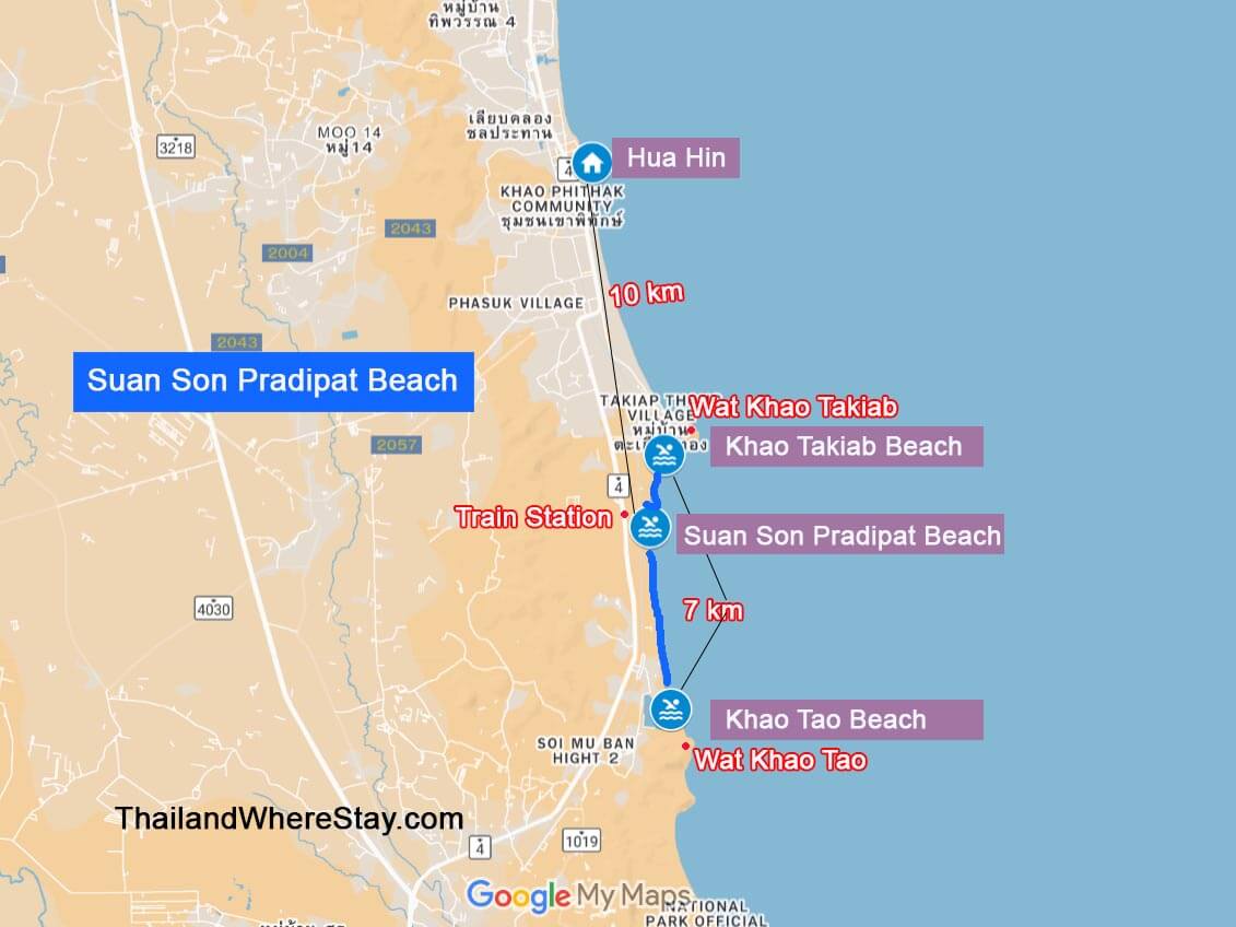 Suan Son Pradipat Beach Map