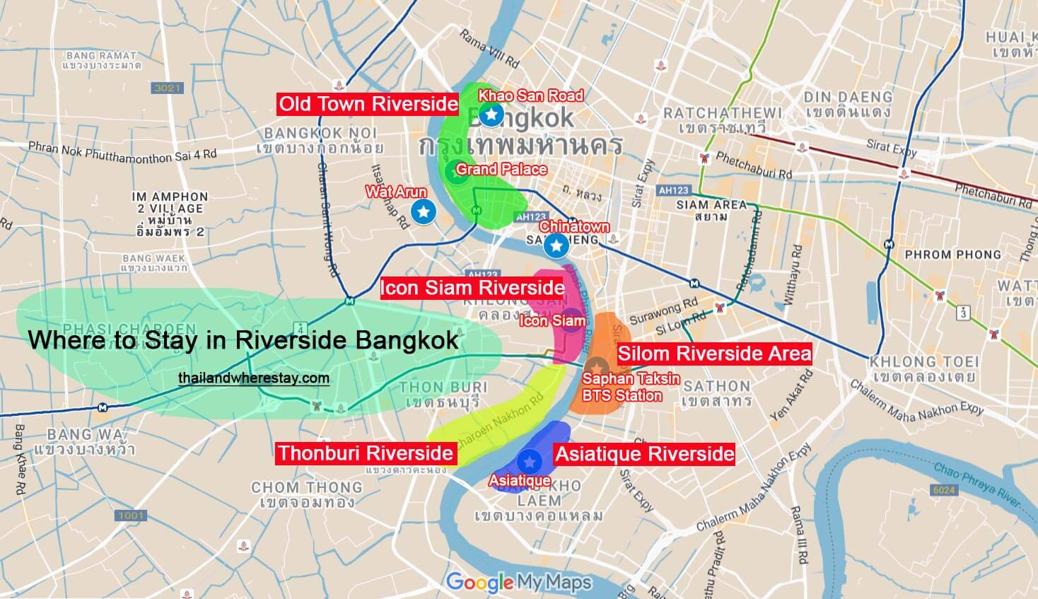 Major areas to stay along Bangkok riverside