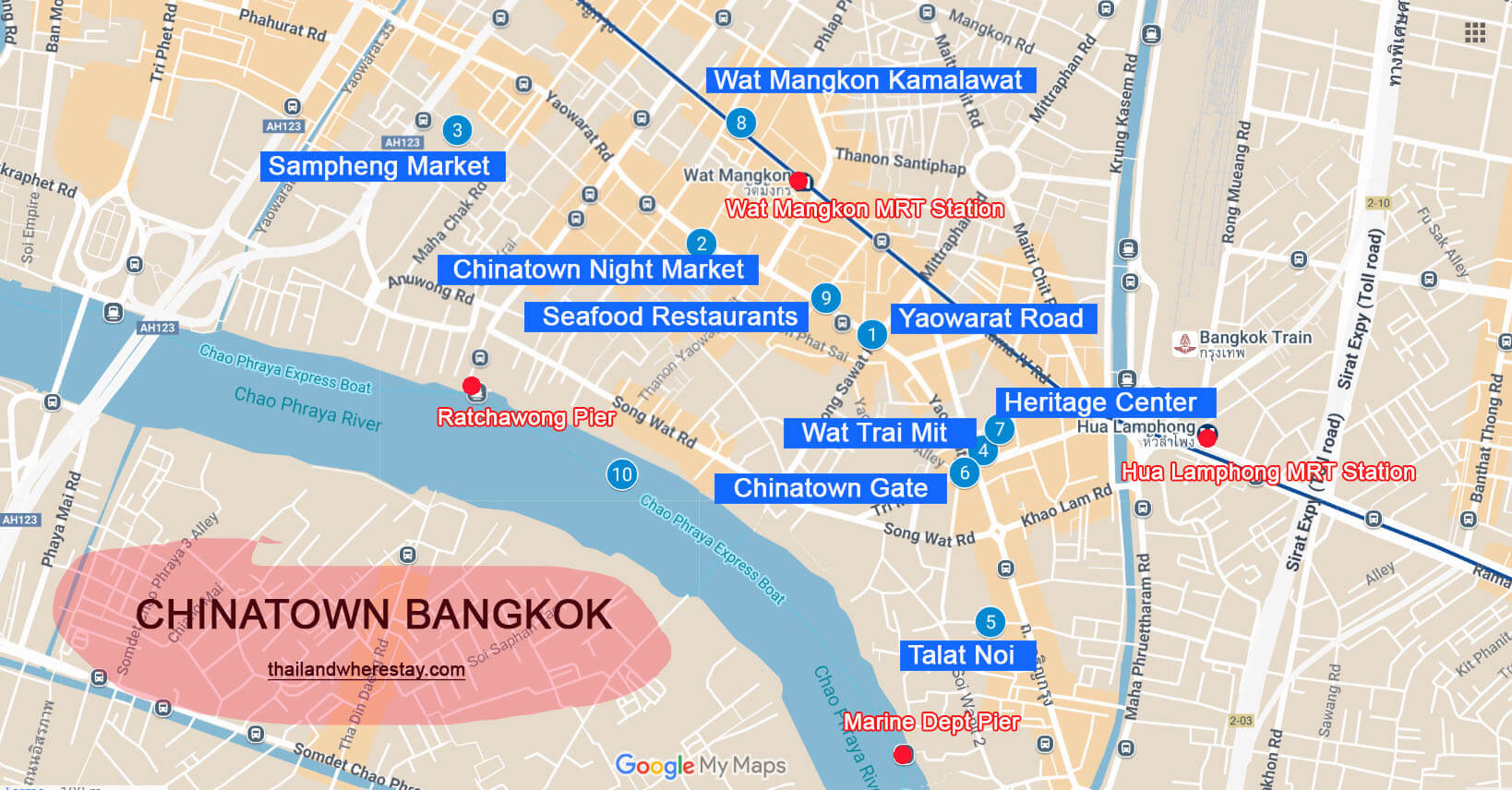 Things to do in Chinatown Bangkok Map