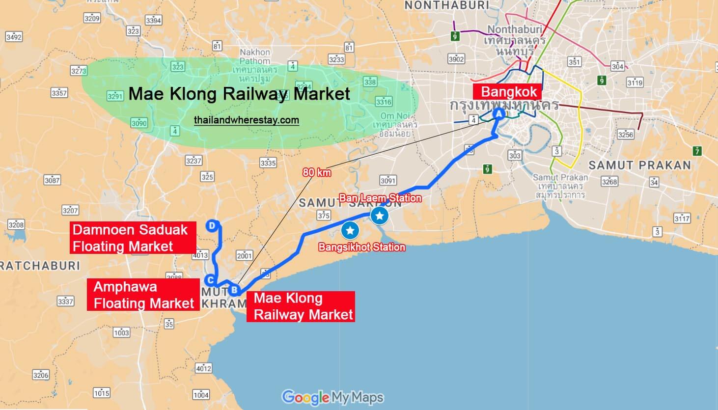 Mae Klong Railway Market on Map