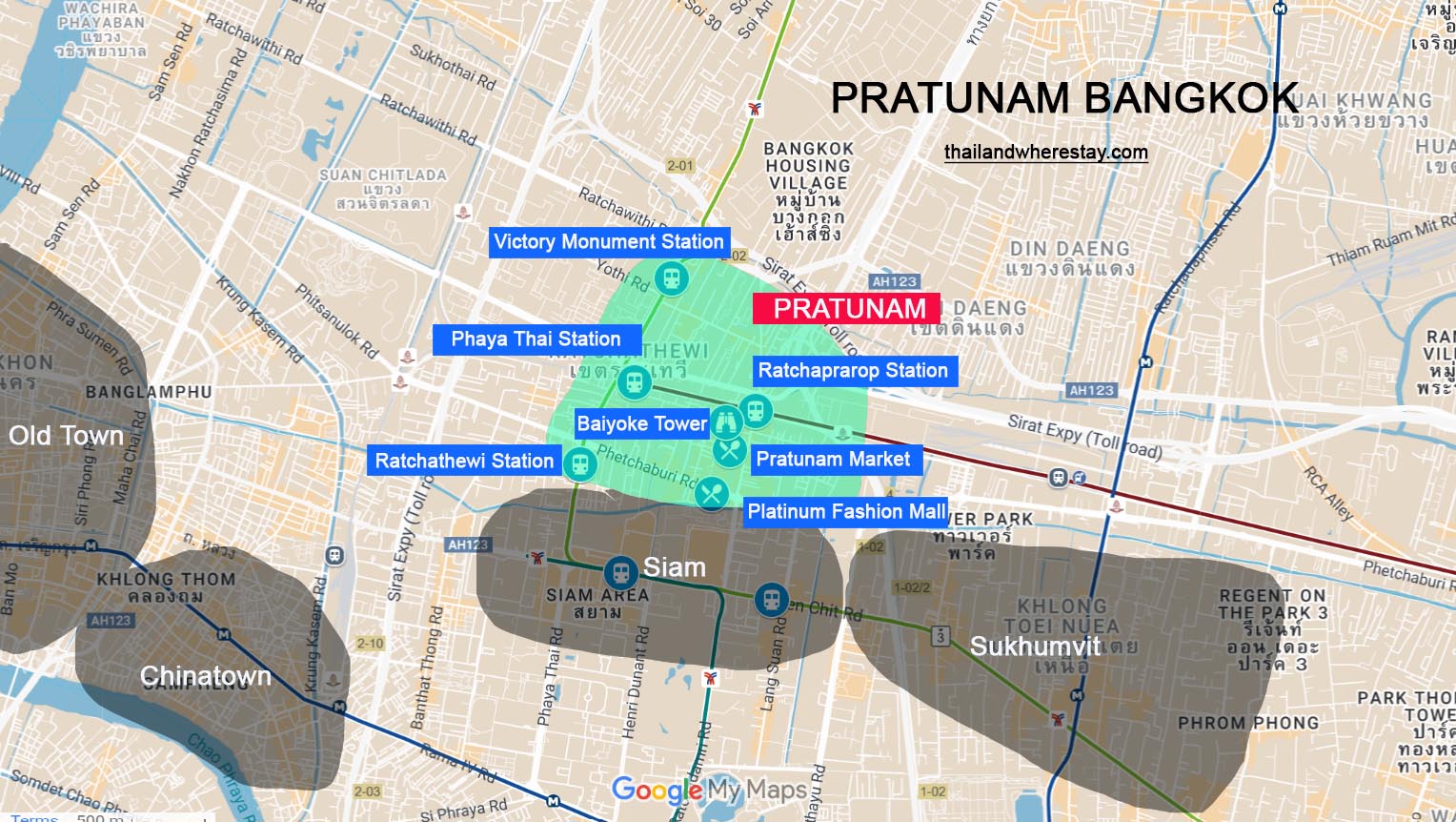 Pratunam Bangkok on map