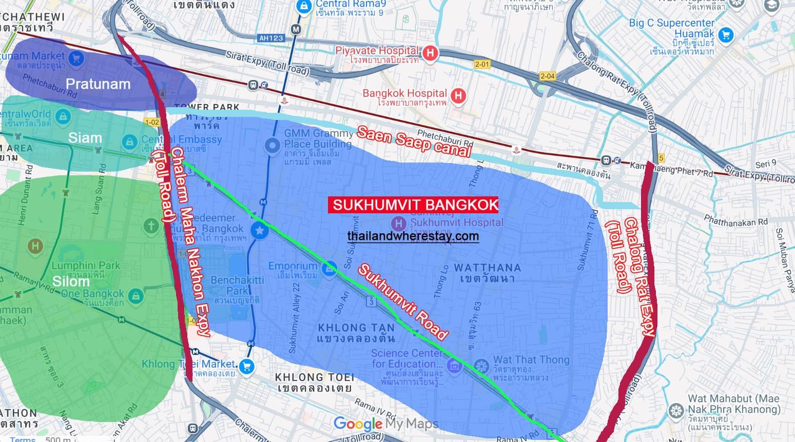 Sukhumvit on map