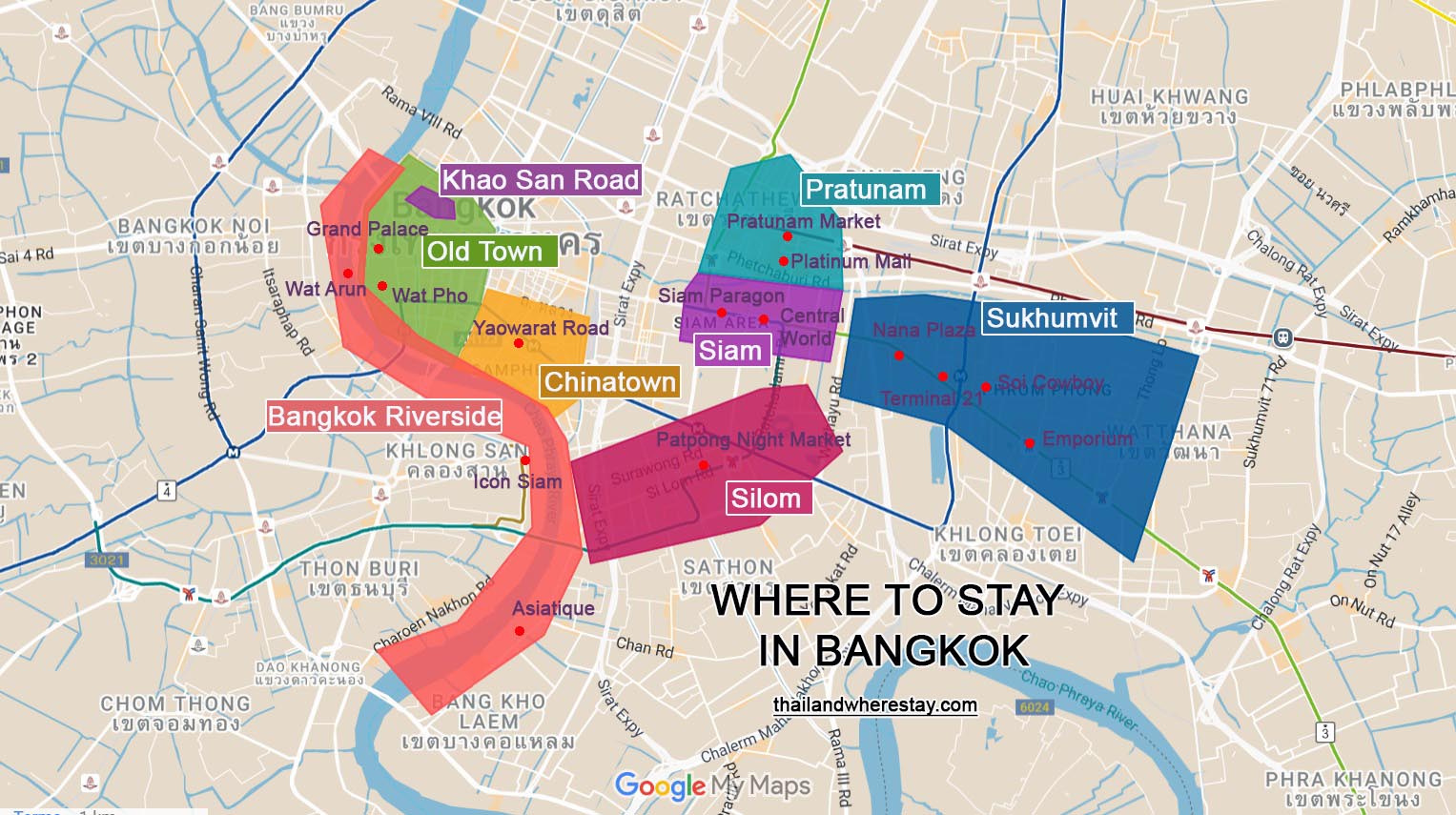 Where to stay in Bangkok The - Where To Stay In Bangkok Thailand Map