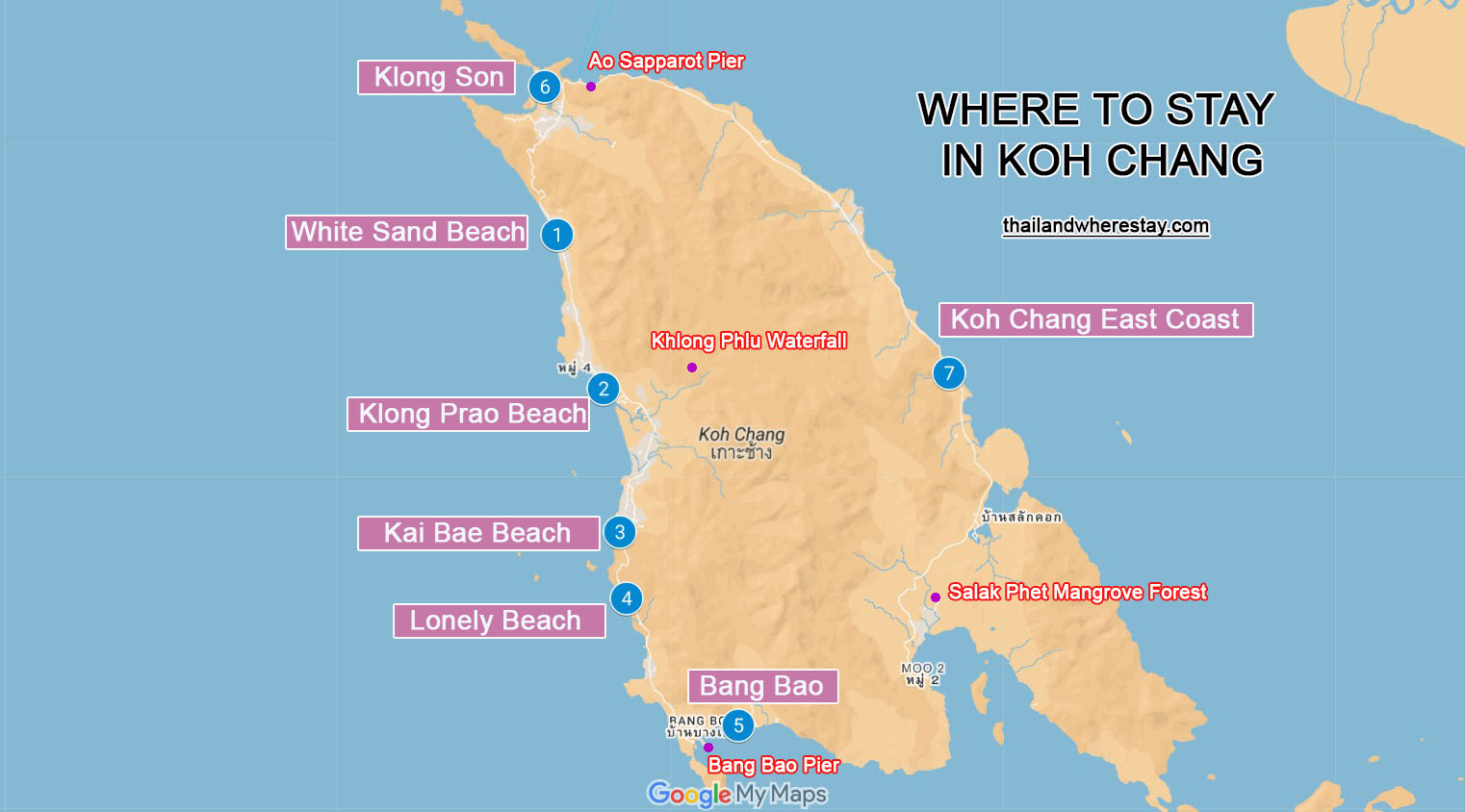 Where to Stay in Koh Chang on Map