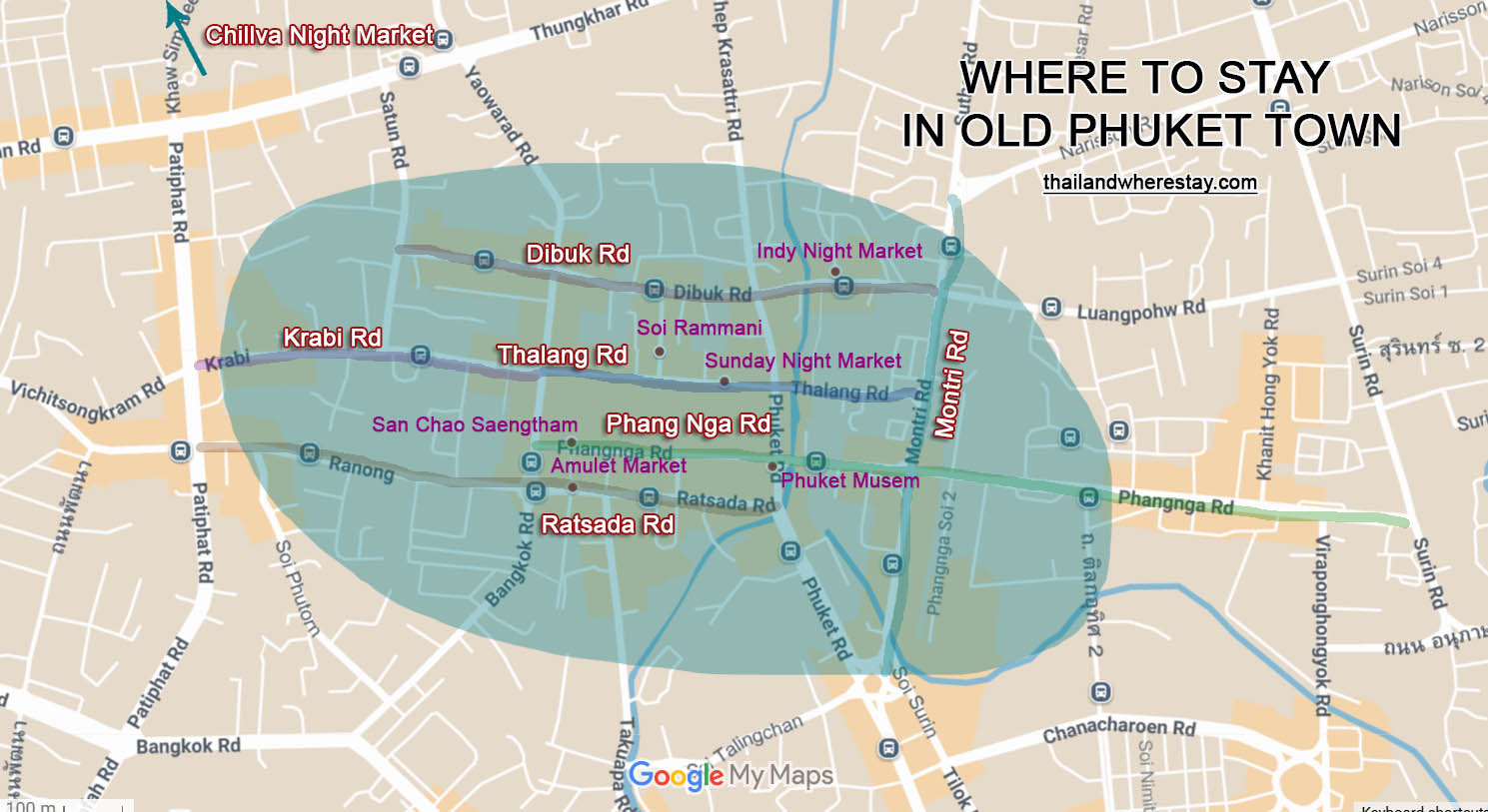 Where to stay in Old Phuket Town on map