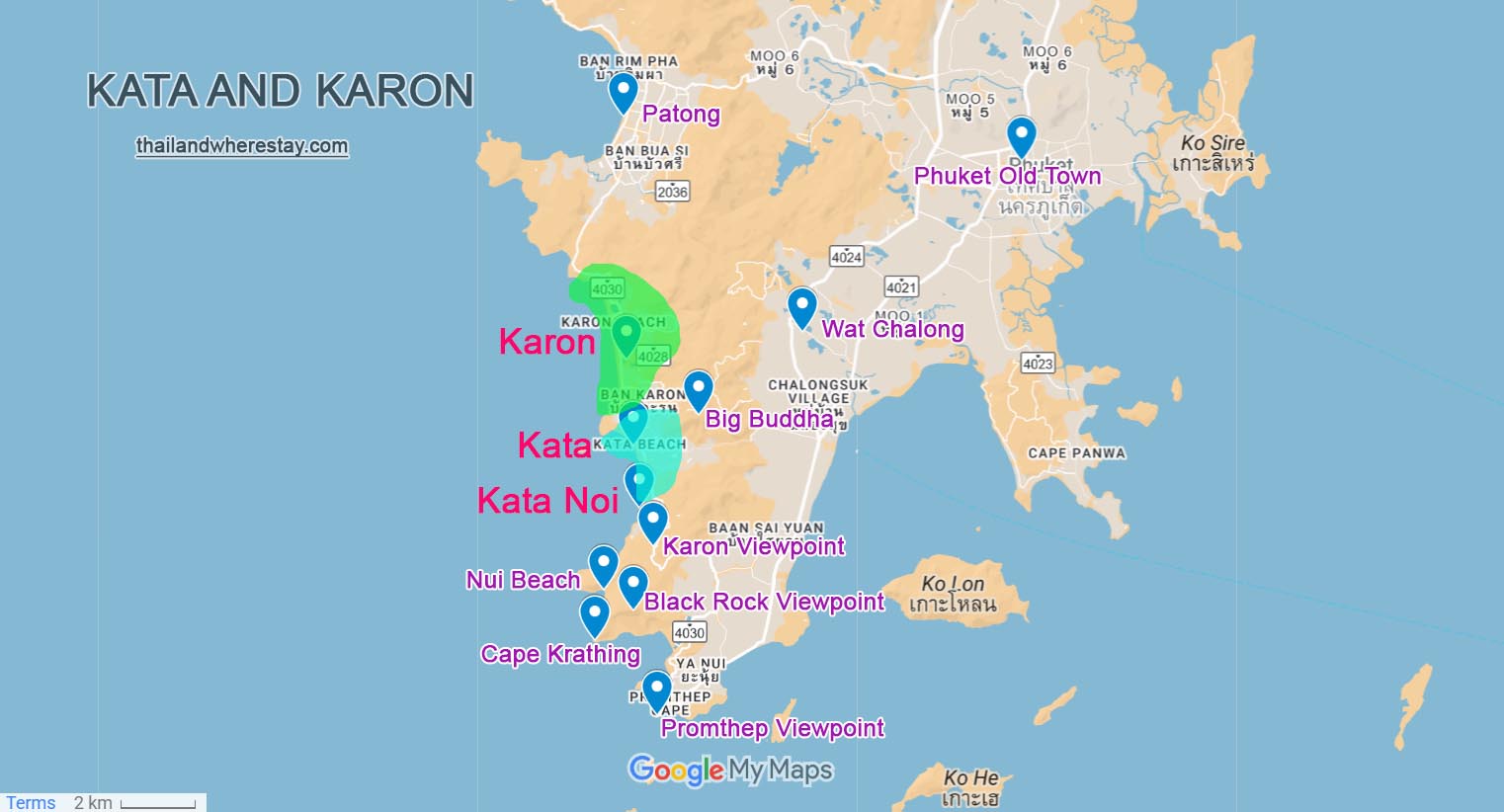 Karon and Kata Location on map