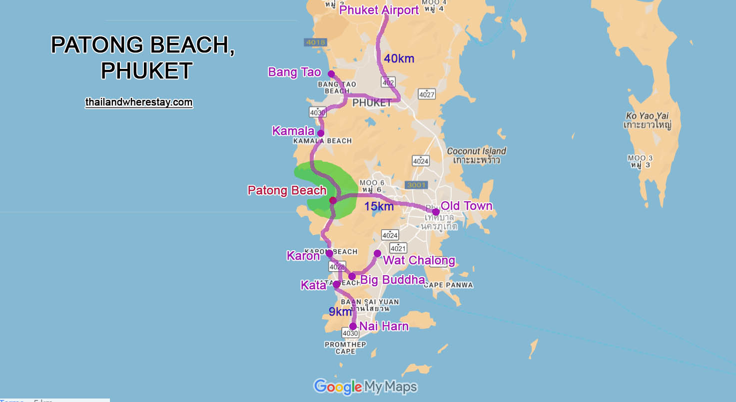 Patong location in Phuket