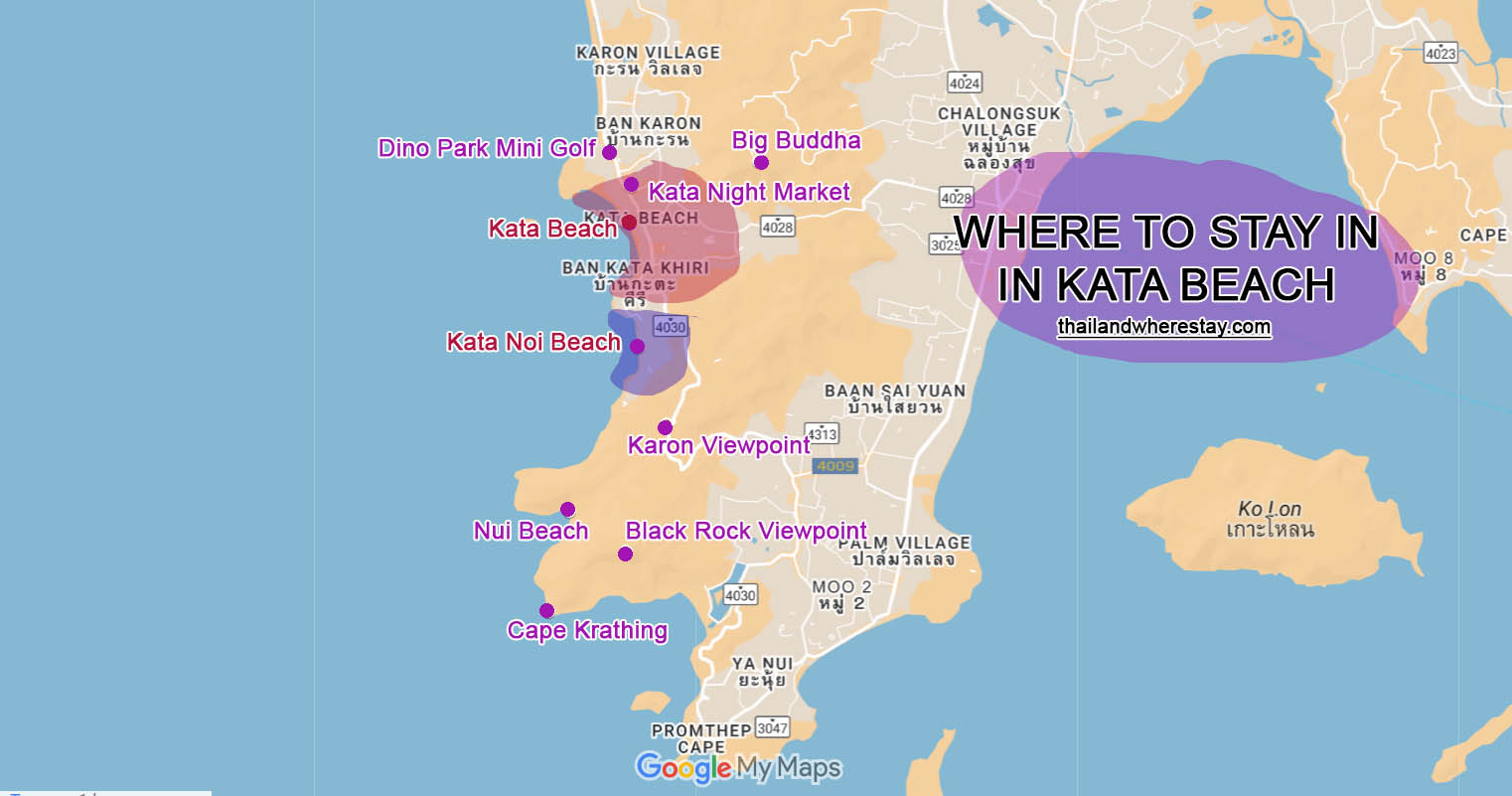 where to stay in Kata Beach on map