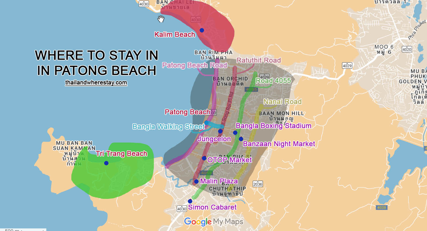 where to stay in Patong on map