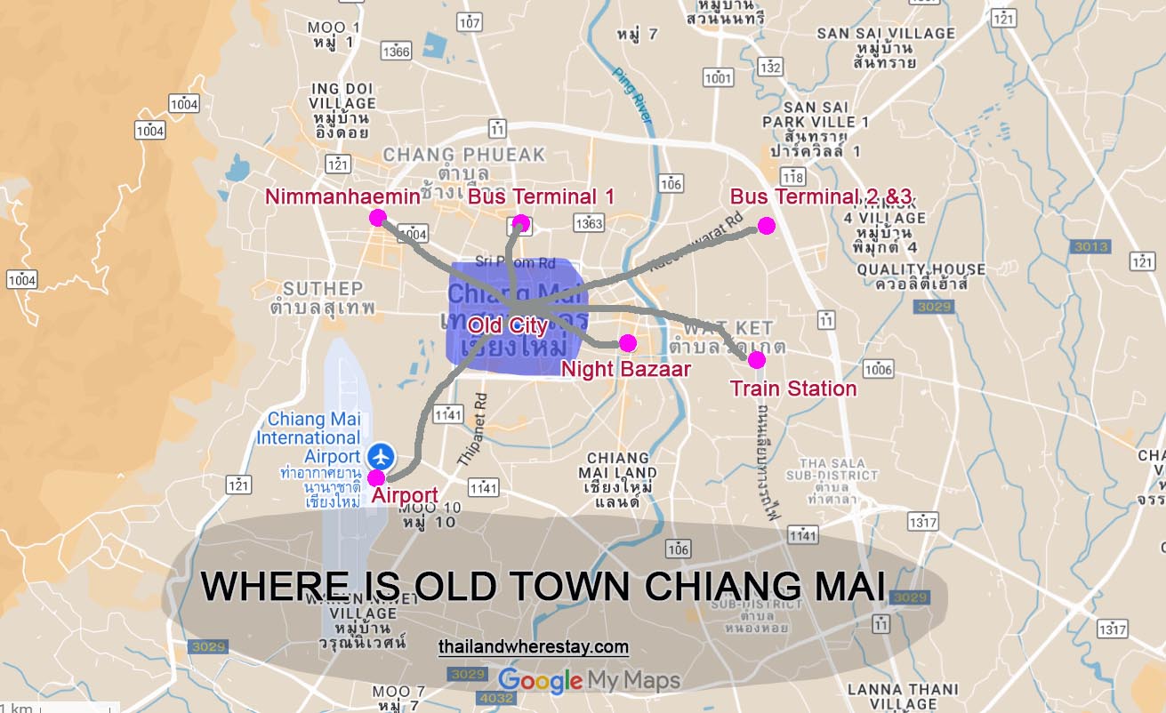 Location of Old Town Chiang Mai