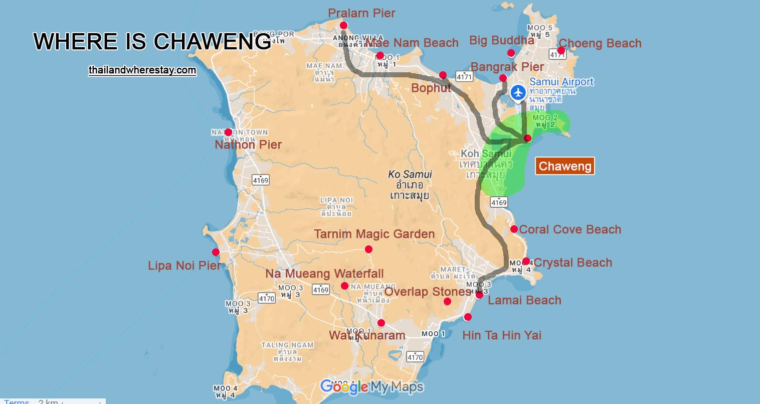 Where is Chaweng on map