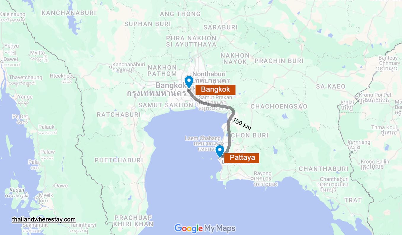 Bangkok Pattaya Location on map