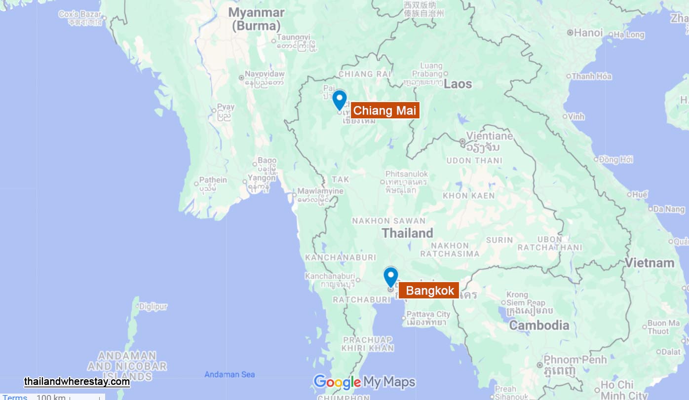 Bangkok Chiang Mai location on map