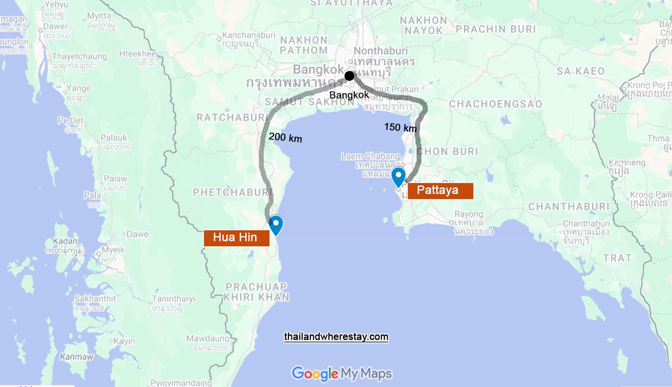 Hua Hin Pattaya location on map