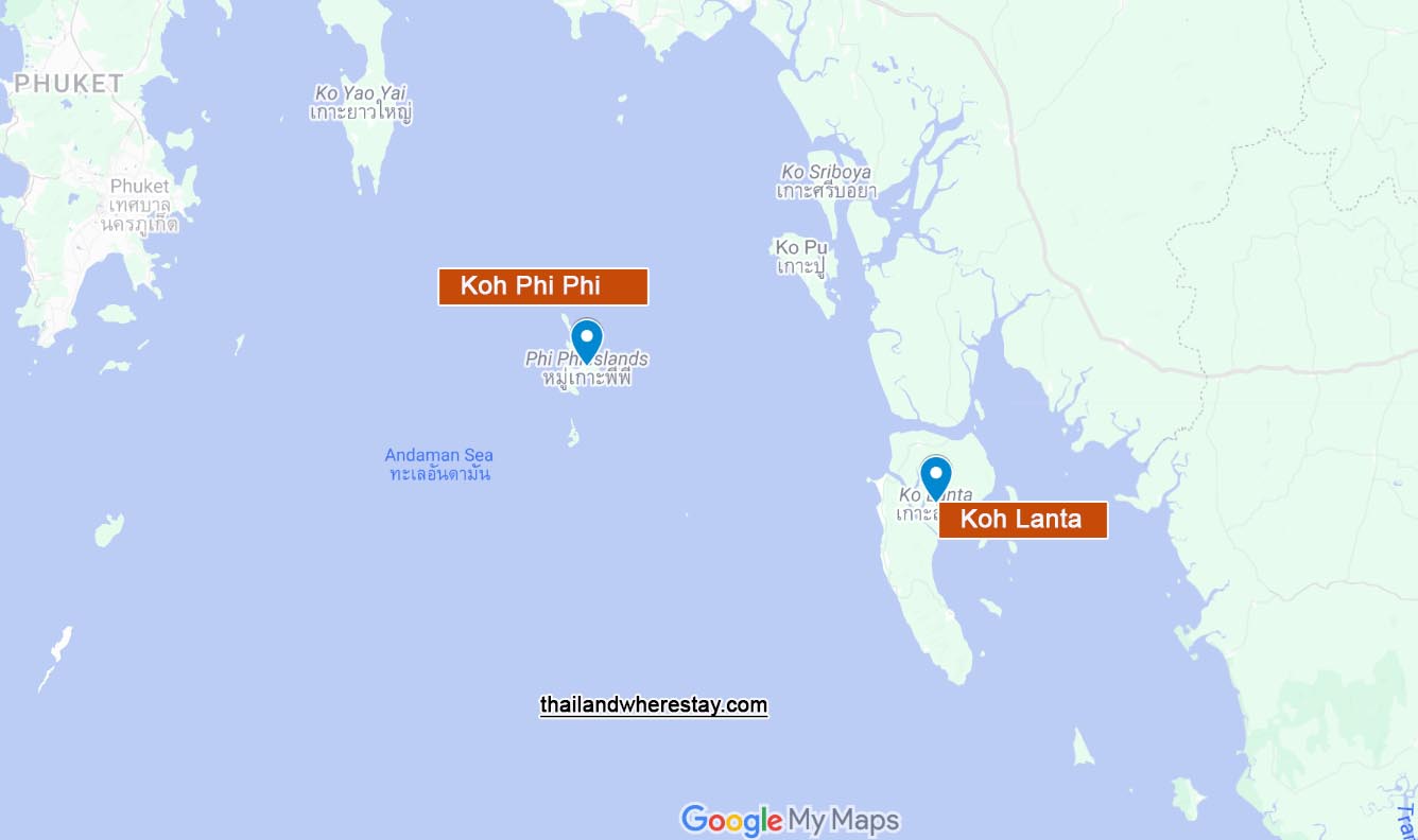 Lanta and Phi Phi location on map
