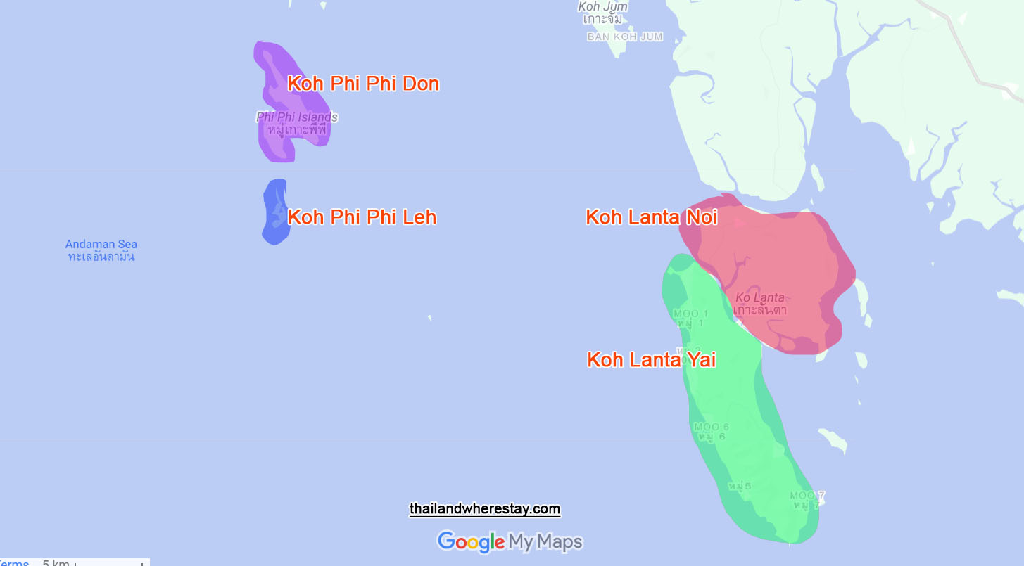 Lanta and Phi Phi size