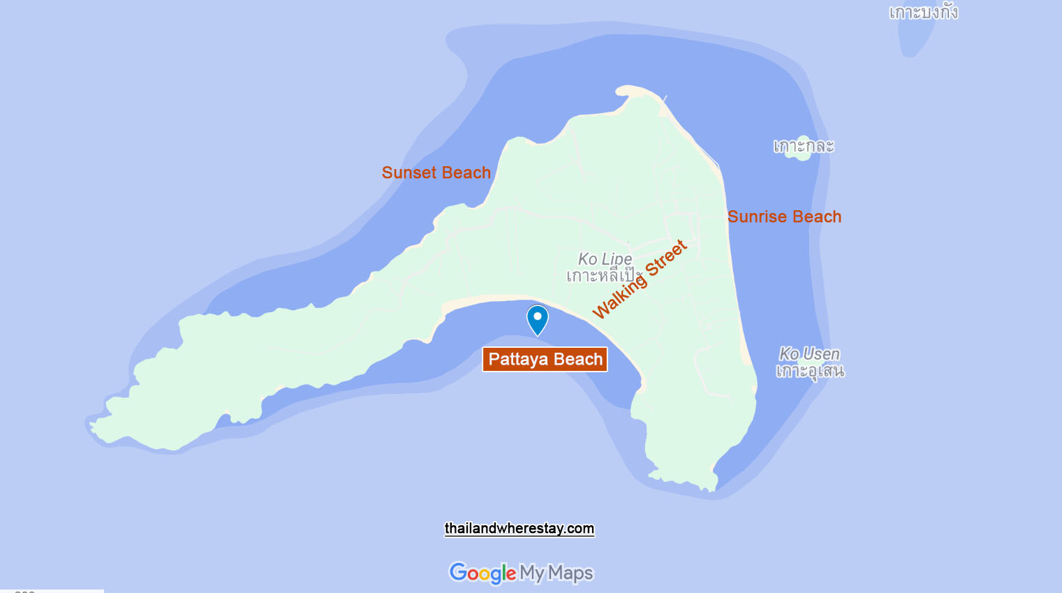 Pattaya Beach Koh Lipe on map