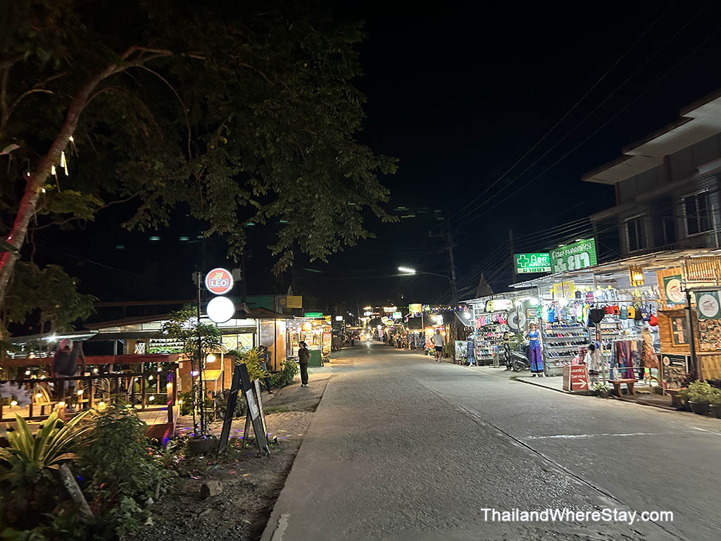 Shops along the main road of Klong Sok Village