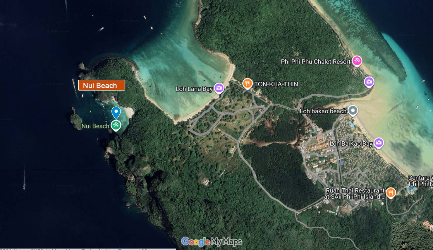 Nui Beach Koh Phi Phi map