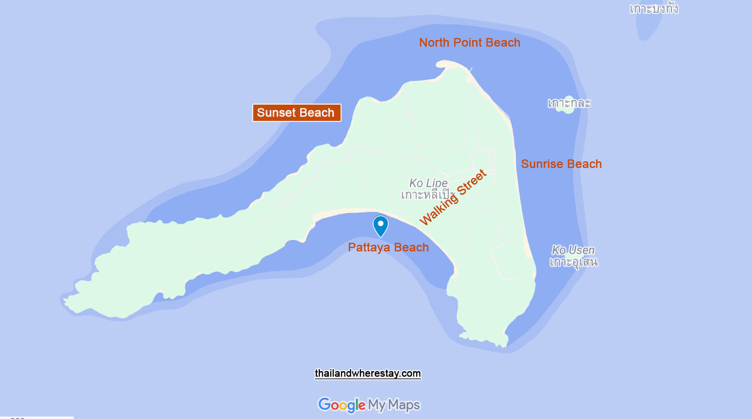 Sunset Beach KOh Lipe on map