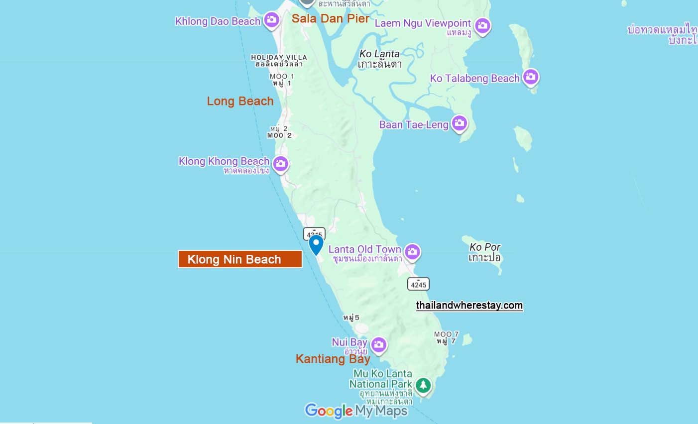 Klong Nin Beach on map