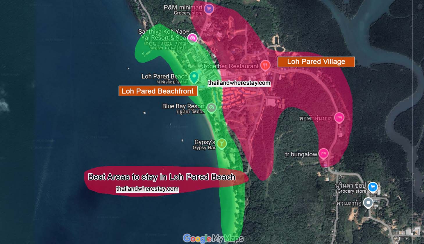 Besy areas to stay in Pared Koh Yao Yai on map