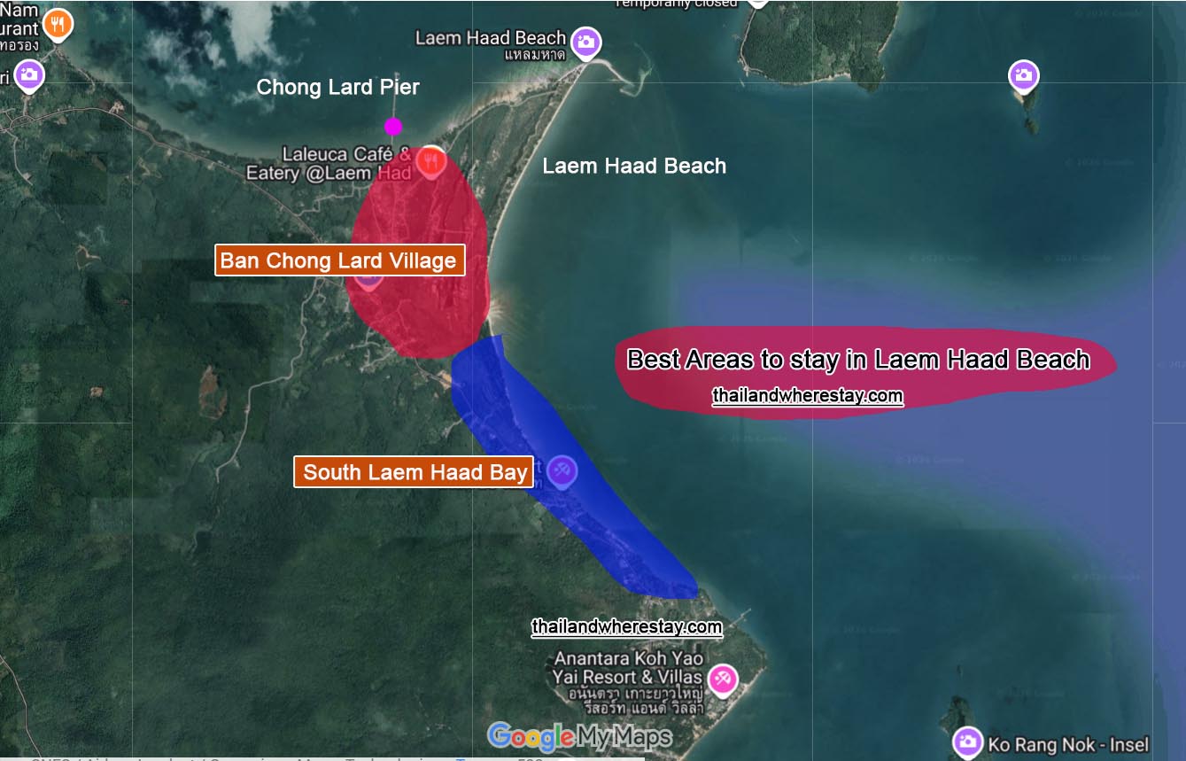 Best areas to stay in Laem Haad Beach on map