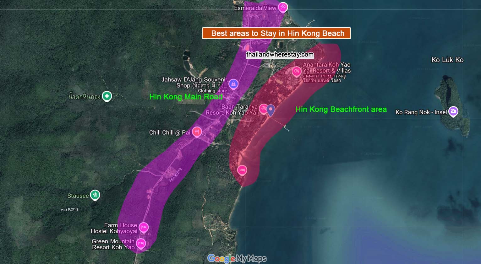 Best places to stay in Hin Kong Beach on map