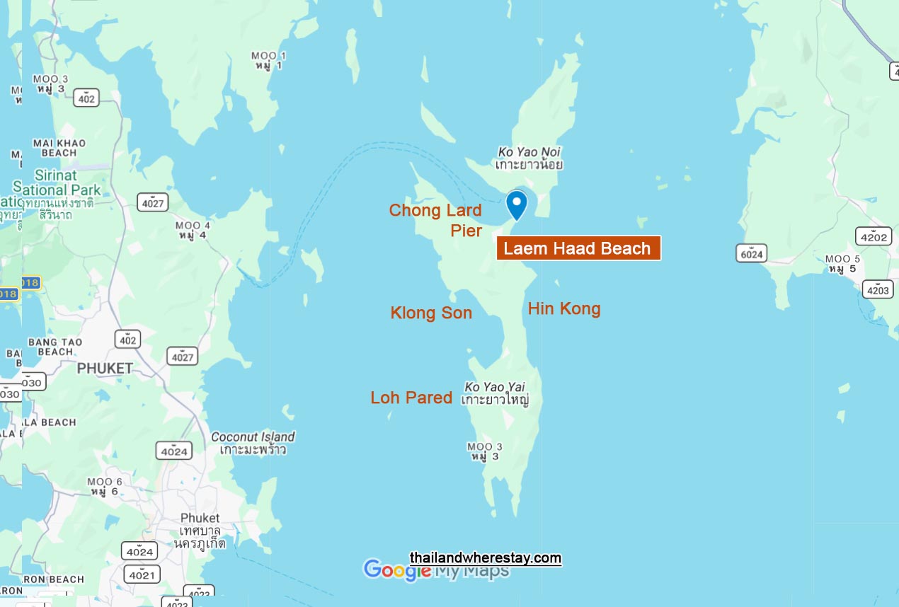 Laem Haad Beach Yao Yai location on map