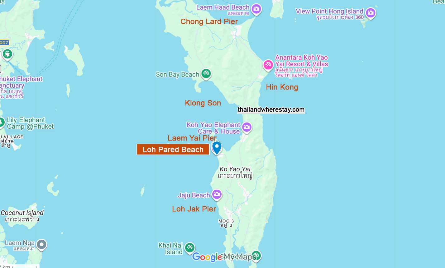 Loh Pared Koh Yao Yai location on map