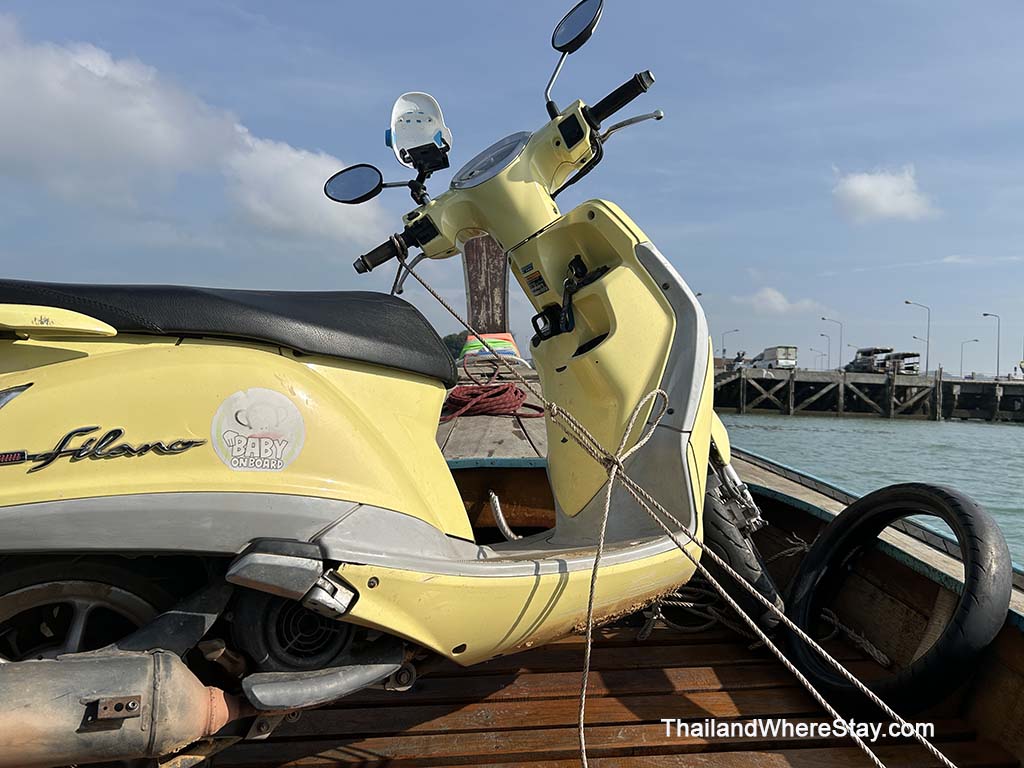 My scooter on the boat from Koh Yao Yai to Yao Noi