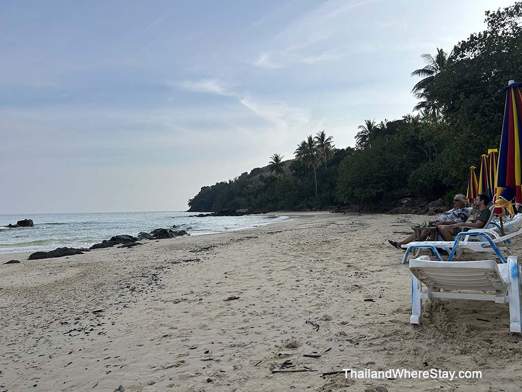 Sunbeds and umbrellas on Ao Sai Beach