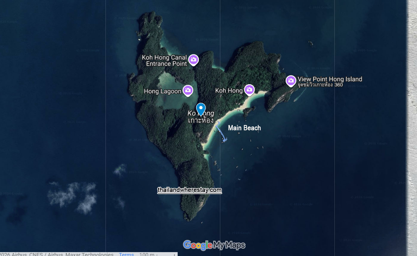 Hong island map Thailand